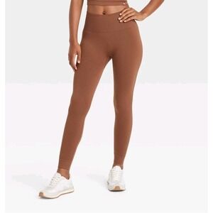 Joy Lab NWT XS Textured Seamless Leggings Brown High Waist Workout Activewear